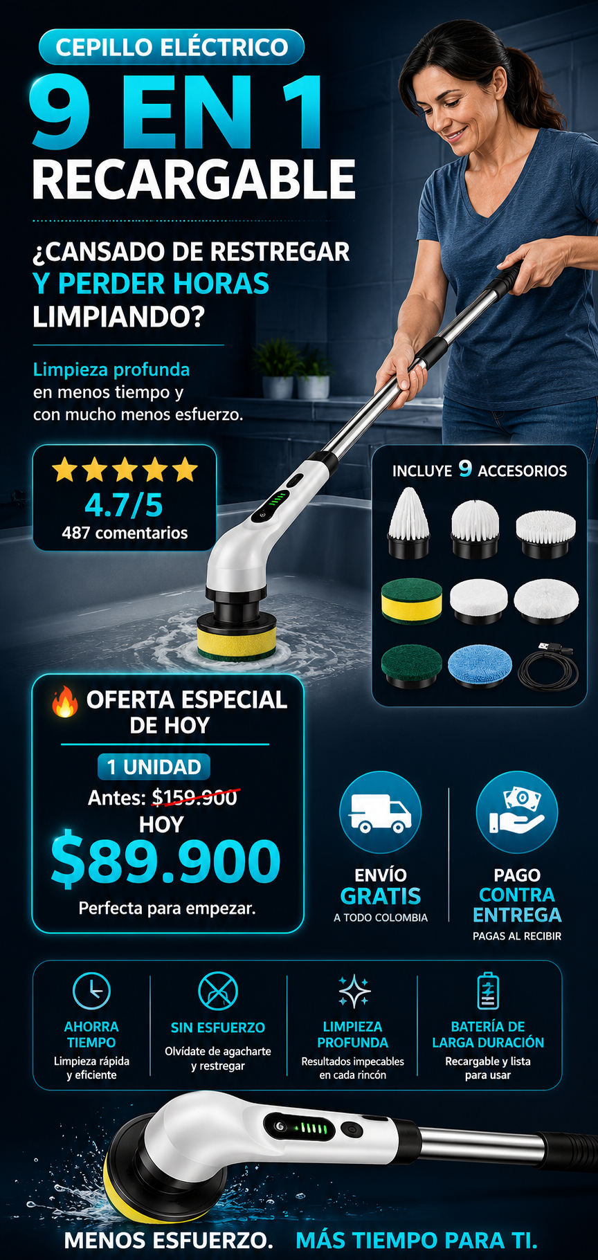 Cepillo Eléctrico de Limpieza 9 en 1